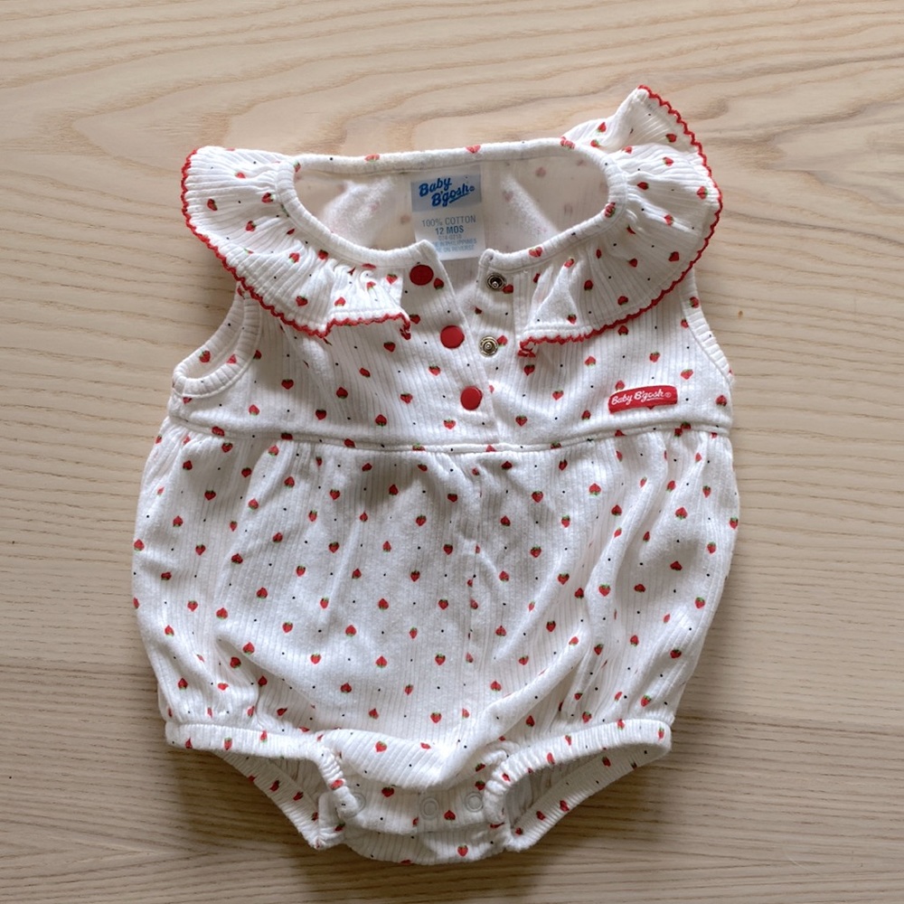 Vintage 12M Baby B’gosh strawberry romper